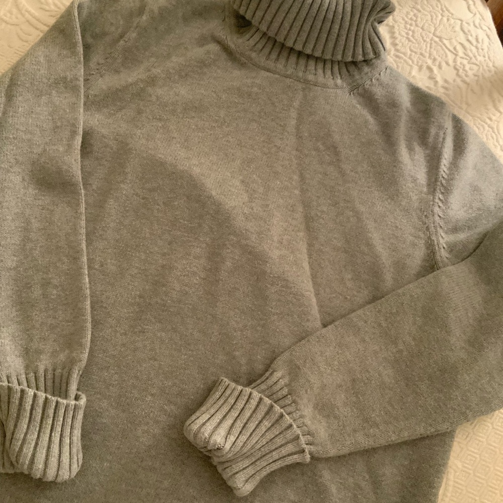 L.L. Bean Gray Turtleneck Sweater Cozy Knit Classic